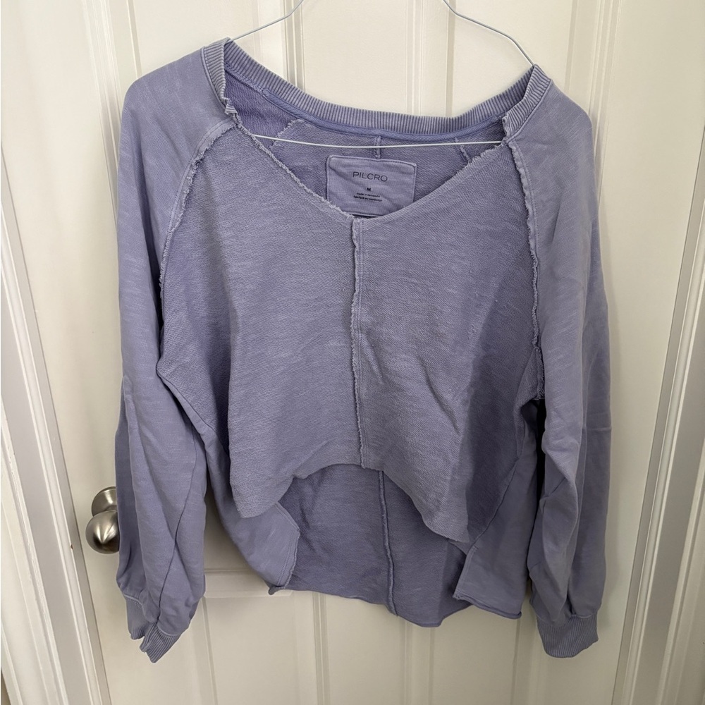 Anthropologie Pilcro Reworked Popover Sweater Lavender Women’s Medium Cotton - Picture 4 of 9